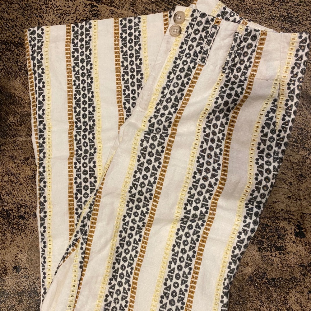 Anthropologie printed linen pants
